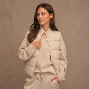 Cashmere Project Reversible Cable Puffer Vest